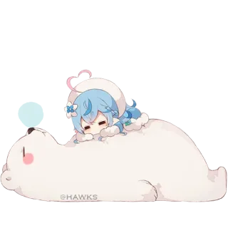 😴 5945ae7e @HAWKS Anime, Kawaii, Słodkie, Śpiący, Niedźwiedź polarny, Zima, Chibi, Dziewczyna telegram sticker