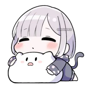 😴 6d2ce4d9 @HAWKS Anime, Chibi, Słodkie, Kot, Kreskówka telegram sticker