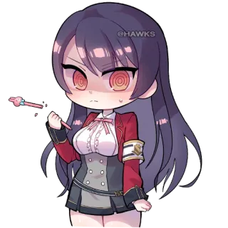 😠 7e2cf3ac @HAWKS Anime, Chibi, Dziewczyna, Słodkie, Kawaii, Naklejka telegram sticker