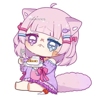 🥺 a216fe45 @HAWKS kocia dziewczyna, anime, kawaii, słodki, ciasto, pastelowy, manga, kot telegram sticker