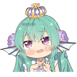 💦 be35add2 @HAWKS Anime, Słodkie, Naklejka, Kreskówka, Korona, Dziewczyna telegram sticker