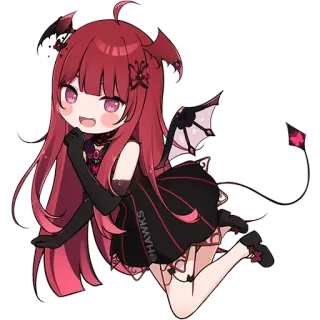😈 c792abaf @hawks Anime, Chibi, Demon, Słodkie, Rude włosy, Skrzydła, Diabeł telegram sticker