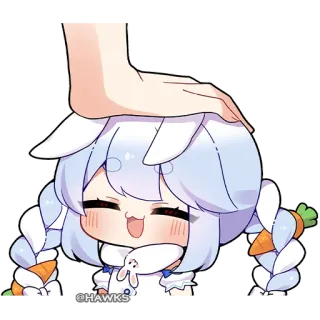 ❤️ cbaeecce @HAWKS Anime, Królik, Marchewka, Urocze, Pogłaskanie po głowie, Kreskówka telegram sticker