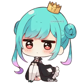 😐 dc965b21 @HAWKS Anime, Chibi, Słodkie, Księżniczka, Korona, Kreskówka telegram sticker
