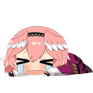 😭 f7e9be03 @HAWKS Anime, Kreskówka, Smutny, Płacz, Chibi, Kawaii telegram sticker