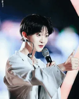 🌦 439d010a singer, microphone, performer, thumbs up, music, idol whatsapp sticker