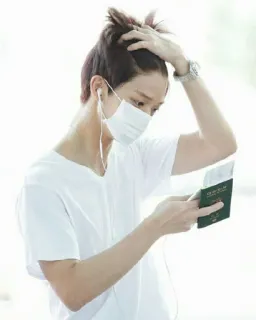 🌦 60907b84 person, male, passport, mask, travel, airport whatsapp sticker