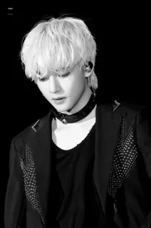 🗞 fc040805 kpop, idool, zanger, artiest, zwart-wit, portret telegram sticker