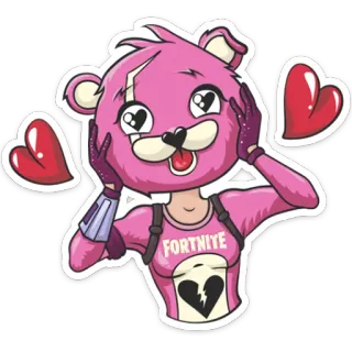 😍 44855fdd Cuddle Team Leader Fortnite FORTNITE Fortnite, Командир Мишек, Видеоигра, Наклейка, Розовый медведь whatsapp sticker