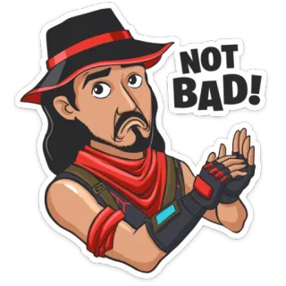 👍 816990bf NOT BAD! стикер, неплохо, персонаж, шляпа, мужчина whatsapp sticker