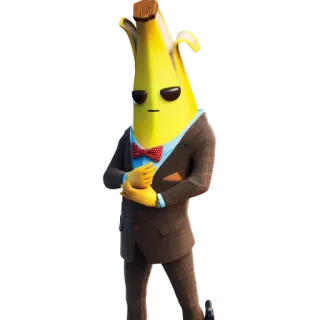 🍌 21ed4154 Peely Fortnite peely, fortnite, pisang, karakter, setelan, dasi kupu-kupu telegram sticker