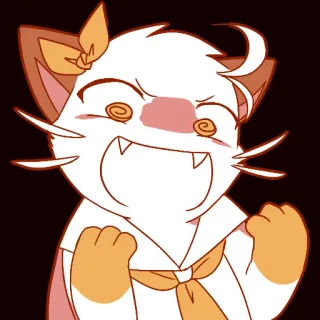 👹 61a27aa0 kartun, kucing, semangat, senang, lucu, binatang whatsapp sticker