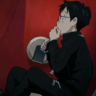 ⛈ b3239829 Yuri Katsuki Yuri!!! on Ice Anime, Personnage, Lunettes, Yuri on Ice, Patinage artistique, Yuri Katsuki telegram sticker