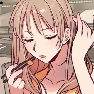 🍇 1886aa7b アニメ, マンガ, 女の子, 食べる, 箸, 食べ物 telegram sticker