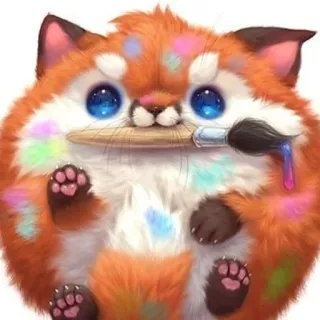 🖌️ 3576ee92 schattig, dier, kat, schilderij, kleurrijk, kawaii telegram sticker