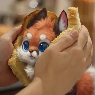 🥪 3c7fc768 vos, sandwich, schattig, dier, cartoon, brood, harig telegram sticker