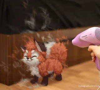 💨 46fc5ba9 vos, dier, cartoon, föhn, huisdier, fluffy, schattig telegram sticker