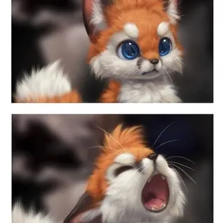 😫 4d533c75 vos, dier, schattig, cartoon, digitale kunst, oranje, wit, wildlife telegram sticker