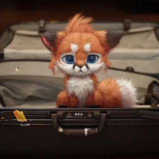 😞 75da19f6 vos, schattig, cartoon, dier, digitale kunst, furry, oranje telegram sticker