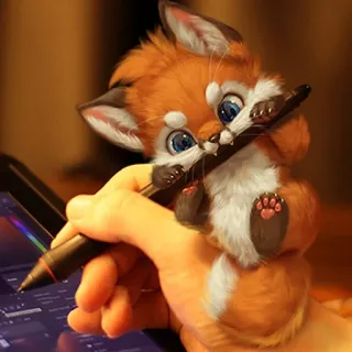 😤 8961431a vos, dier, schattig, cartoon, tekening, digitale kunst, kawaii telegram sticker