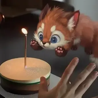 🎂 ef0eddfc taart, verjaardag, dier, vos, schattig, kaars telegram sticker