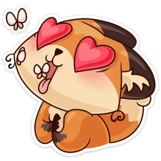 😍 9b66abc4 anjing, kartun, cinta, hati, kupu-kupu whatsapp sticker