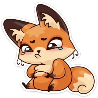 ☹ a5cb2732 rubah, sedih, menangis, hewan, kartun, stiker whatsapp sticker