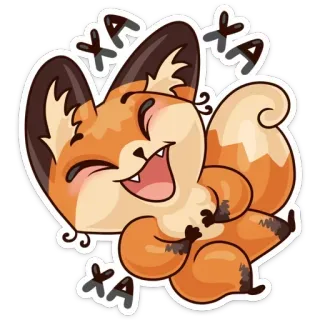 🤣 c5adcba4 ХА ХА ХА rubah, binatang, kartun, senang, tertawa, imut whatsapp sticker