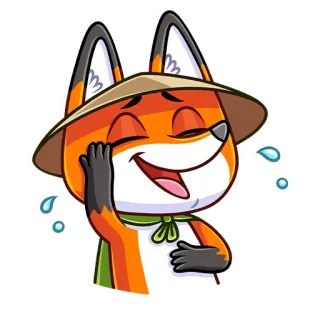 😂 39f6689d fox, animal, cartoon, sticker, laughing, crying, joyful, hat telegram sticker