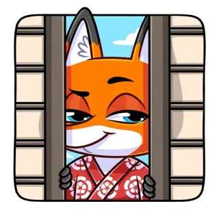 😉 5876a47b fox, cartoon, animal, cute, sticker, orange, character telegram sticker