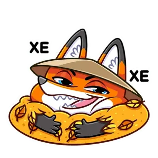 😅 b2b9ccf1 XE fox, animal, cartoon, leaves, hat telegram sticker