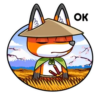 👌 e3492919 OK fox, animal, samurai, ninja, asia, peace telegram sticker