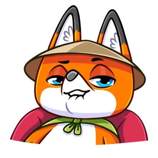 ☺️ f6cf27aa fox, cartoon, animal, character, orange, hat telegram sticker