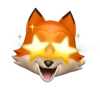 🤩 6fd37683 lis, emoji, zwierzę, iskierki, twarz telegram sticker