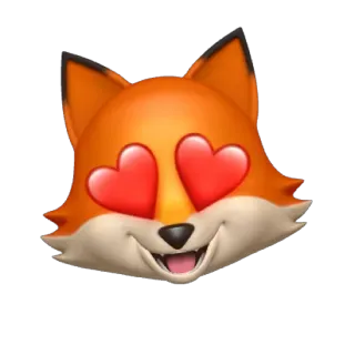 😍 ab97cb7d lis, emoji, oczy w kształcie serc, miłość, zwierzę telegram sticker