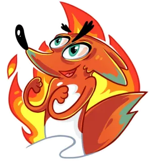 🔥 2092d9a4 狐狸, 卡通, 火焰, 动物, 贴纸 telegram sticker