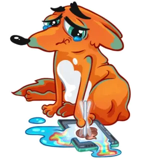 😥 babd2c50 难过, 狐狸, 哭泣, 手机坏了, 情绪化, 动物 telegram sticker