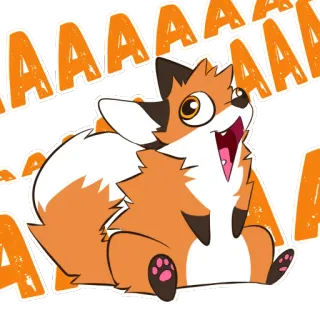🦊 6bcd0ce0 AAAAAA Fuchs, Tier, Cartoon, Schreiend, Orange, Glücklich telegram sticker
