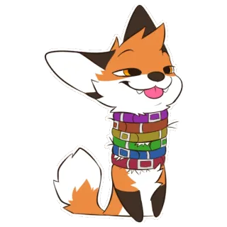 😏 71342254 fuchs, tier, cartoon, niedlich, halsketten, stapel telegram sticker