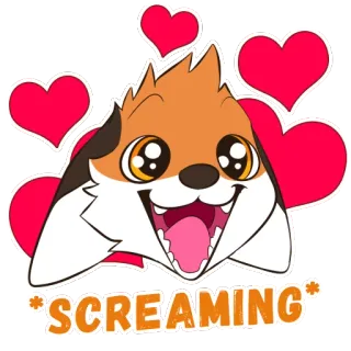 😃 81564577 SCREAMING Tier, Fuchs, Cartoon, Schreien, Süß, Glücklich telegram sticker