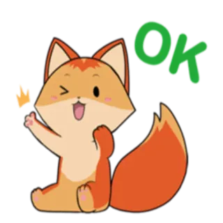 👌 684e3de2 OK lis, kreskówka, zwierzę, ok, gest telegram sticker
