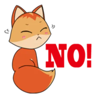 😞 d901f4c7 NO! lis, kreskówka, nie, dezaprobata, zły, słodki telegram sticker