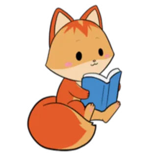 📚 e91992be lis, czytanie, słodki, zwierzę, książka, kreskówka telegram sticker