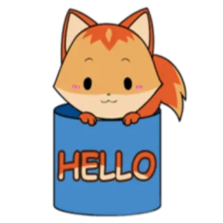 🙂 f6e453cc HELLO lis, słodki, zwierzę, powitanie, cześć, kreskówka telegram sticker