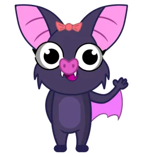 🙋‍♀️ 762a56ff pipistrello, carino, animale, cartone animato, mammifero volante, rosa, viola, fiocco, occhiali telegram sticker