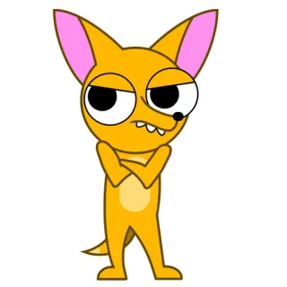 😒 82e418ec cartone animato, animale, volpe, personaggio, in piedi, giallo, sarcastico, braccia conserte telegram sticker