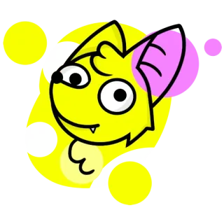 🙂 f3868ece giallo, cartone animato, animale, adesivo, carino, pipistrello, rosa, occhi telegram sticker