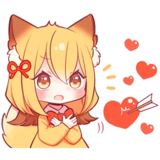 ♥️ 8268801b Anime, Coração, Garota Raposa, Fofo, Kawaii whatsapp sticker