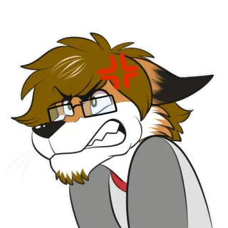 😡 16012032 퍼리, 화난, 만화, 여우, 안경, 표정 telegram sticker