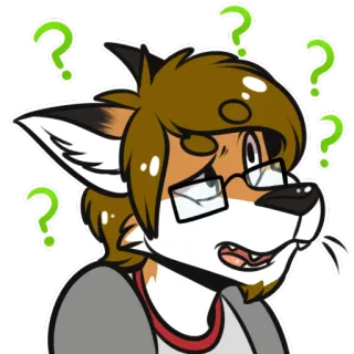 ❓ 253efb48 혼란스러움, 물음표, 퍼리, 여우, 만화, 스티커 telegram sticker